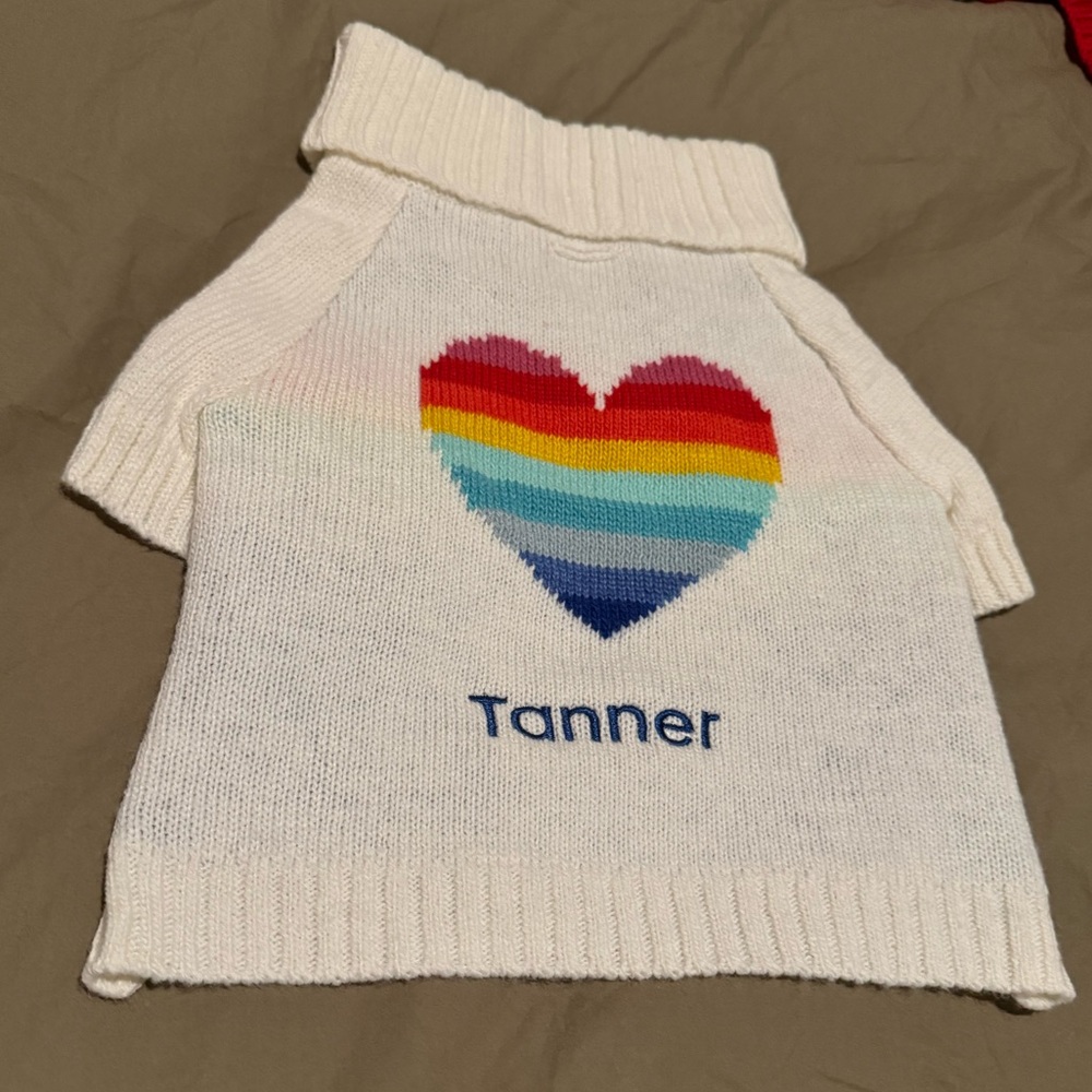 Customized rainbow heart dog sweater “Tanner”